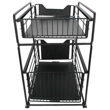 2-Layer Household Pull Out Kitchen Storage Rack Kitchen Office Cosmetic Organizer