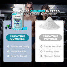 High Strength Creatine Monohydrate Gummies, Blueberry Flavored Creatine Gummies Monohydrate - 60 Gummies X 2 Bottles