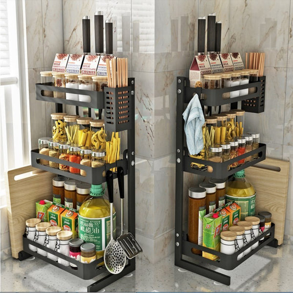 Stainless Steel Kitchen Double-layer Black Seasoning Rack