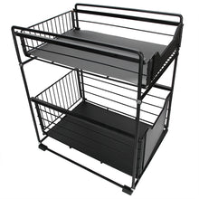 2-Layer Household Pull Out Kitchen Storage Rack Kitchen Office Cosmetic Organizer